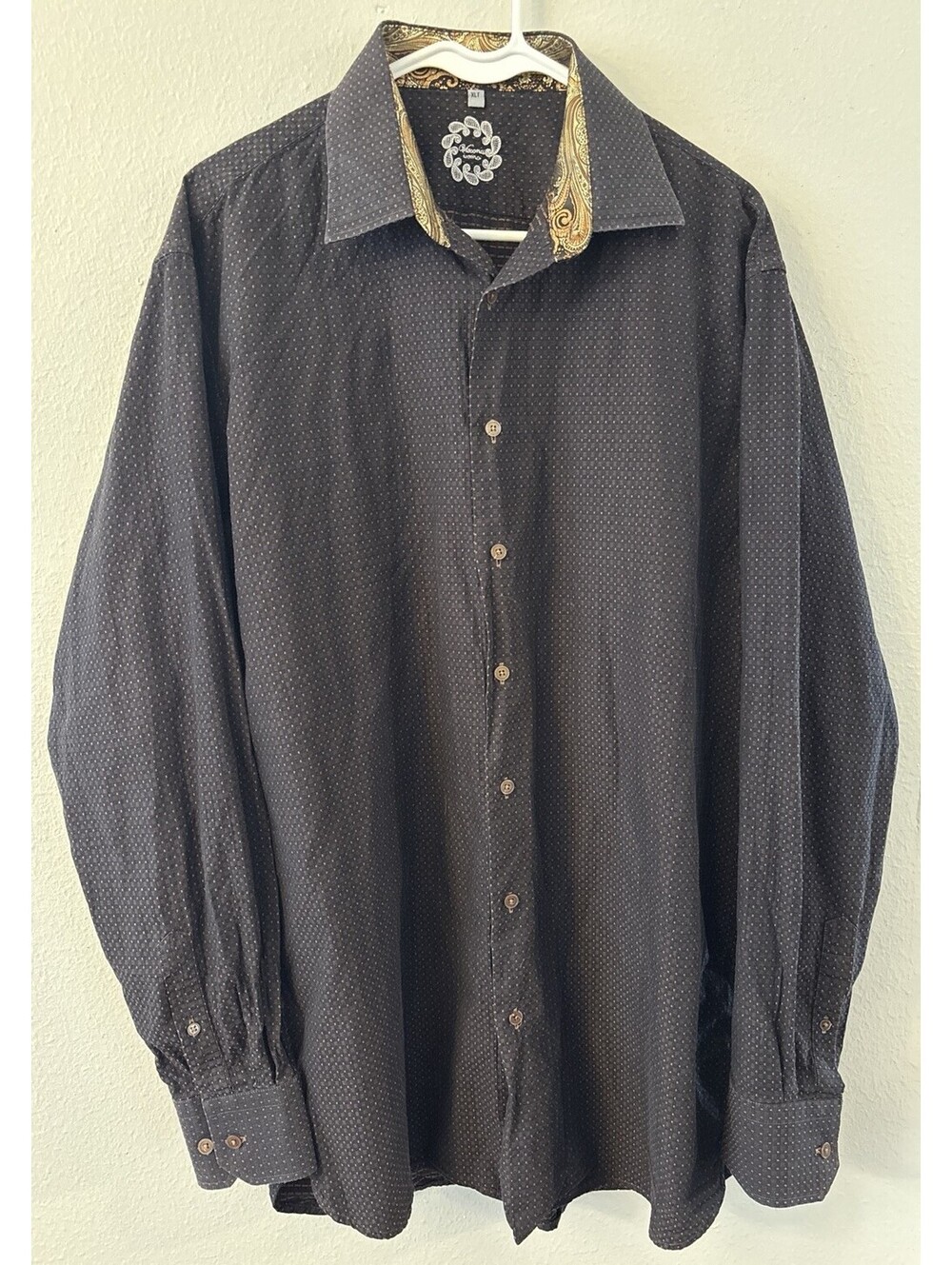 Men’s Visconti Umo Brown/Burgendy/Gold Long Sleeve Dress Shirt XLT